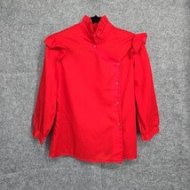 Vintage Ms Paquette Womens Blouse Large Red Ruffled Collar and Shoulders - £14.12 GBP