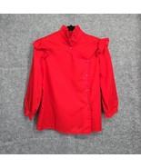 Vintage Ms Paquette Womens Blouse Large Red Ruffled Collar and Shoulders - $18.32