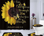 Sunflower Butterfly Shower Curtain Sets 4PCS Yellow Flower Bathroom Deco... - $34.69
