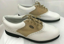  Vtg NIKE Ladies Size 9 Golf White with Tan Shoes Cleats Lace Up  - £18.04 GBP