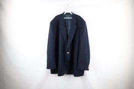 Vintage 70s Streetwear Mens Size 58L Distressed Wool Suit Jacket Navy Bl... - £31.34 GBP