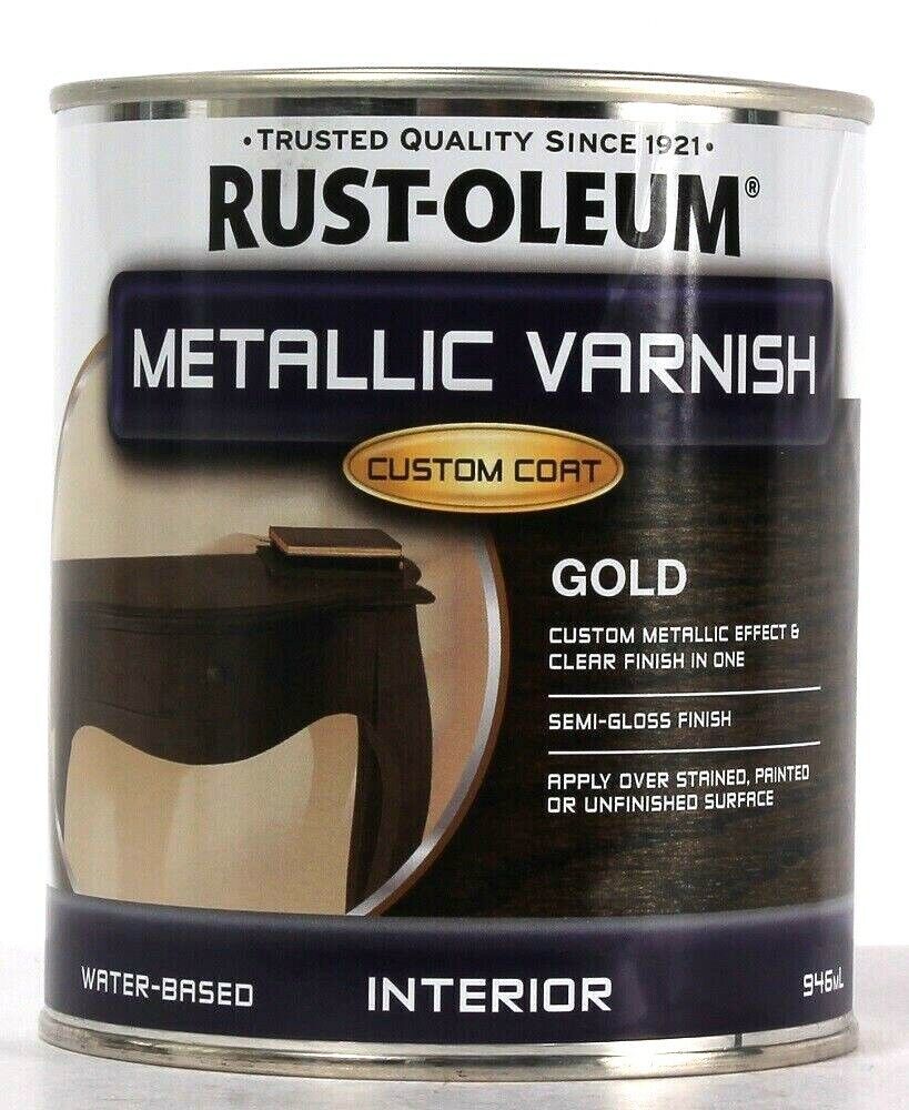 1 Can Rust-Oleum 946 mL Metallic Varnish Custom Coat Gold Interior Semi Gloss - $27.99