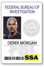 Criminal Minds Derek Morgan Halloween Costume Or Cosplay Name Badge Tag Magnet F - £12.75 GBP