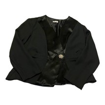 Vintage Patra Womens Black Satin Long Sleeved Blazer Jacket 11-12 Flower Button - £22.33 GBP