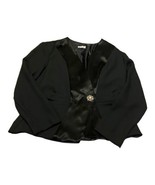 Vintage Patra Womens Black Satin Long Sleeved Blazer Jacket 11-12 Flower... - £22.09 GBP