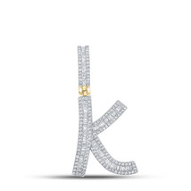 10kt Yellow Gold Mens Baguette Diamond Initial K Letter Charm Pendant 3/4 Cttw - £660.38 GBP