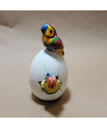 Tonala Pottery Hatched Egg Double Bird Parrot Pink Blue Hand Painted Sig... - £11.61 GBP