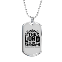 Strength Is Lord Christian Necklace Stainless Steel or 18k Gold Dog Tag 24&quot; Cha - £38.16 GBP+