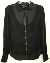 Diesel Gold Black Button Down Front Layered Silk Shirt Long Sleeved Sz Snwt! - £56.82 GBP