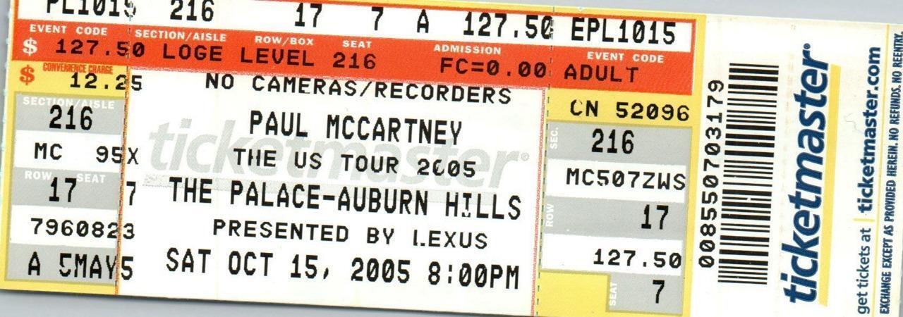 Primary image for Paul McCartney Ticket Stub October 15 2005 Detroit Michigan