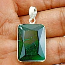 925 Sterling Silver Emerald Quartz Gemstone Handmade Pendant Her Gift PS-2458 - £35.86 GBP
