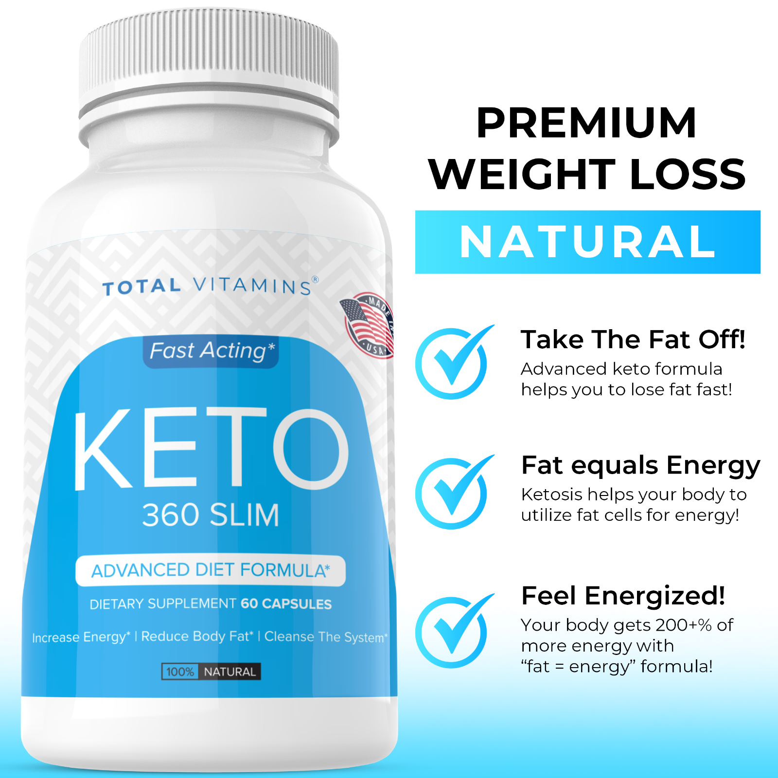 Keto 360 Slim Diet Pills Fat Burner Ultra Fast Pure Boost Burn Weight Loss - $25.98