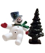 Snowman Figurine and Pine Christmas Tree Miniature Model Train Decor Hol... - £7.70 GBP