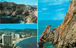 Multiview Vistas de Acapulco Cliff Divers Hotel Row Beaches Mexico Postcard R490 - £3.81 GBP