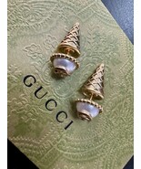Gucci Double GG Ice Cream Cone Pearl Boule Aged Gold Finish Stud Earring... - $5,062.07 MXN