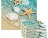 Summer Starfish Seashell Kitchen Towels Super Absorbent,Beach Seaside Ocean Prem