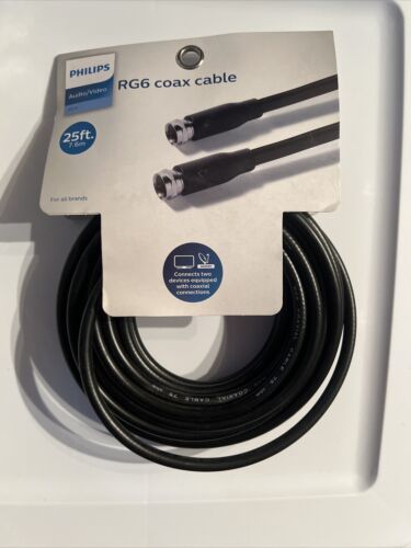Philips RG6 Coax Cable 25 ft. Audio Video Connect Antenna Satellite F Sc... - $3.46