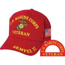 CP00313 Red U.S. Marine Corps Veteran &quot;Semper Fi&quot; Cap - £11.68 GBP