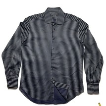 ZARA  Mens Size 16 Black Striped Cotton Long Sleeve Shirt - £11.99 GBP