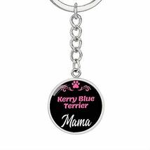 Dog Mom Keyring Kerry Blue Terrier Mama Circle Keychain Stainless Steel Or 18k G - £43.47 GBP