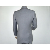 Men Apollo King Banded Collarless suit Mandarin 5 Button Wide leg M5-3 Gray New image 7