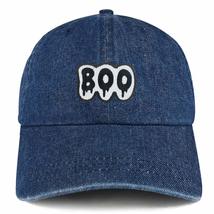 Trendy Apparel Shop Boo Patch Unstructured Denim Baseball Cap - Dark Blue - £15.80 GBP