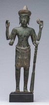 Ancien Khmer Style Bronze Debout Vishnu Statue - Protection - 57cm/23 &quot; - £592.35 GBP