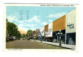 Washington Street Greenville Mississippi Postcard 1949 Business District - £14.00 GBP