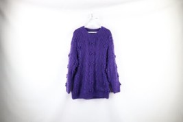 Vintage 90s Streetwear Womens Large Mohair Wool Blend Knit Lined Sweater Jacket - £70.04 GBP