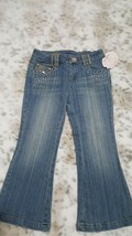 NWT Lipstik Girls Light Blue Denim Jeans Sz 4 Rhinestones Decor Adjustable Waist - £12.65 GBP