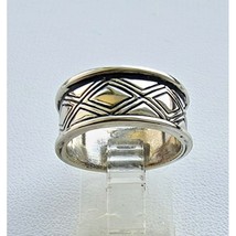 MODERNIST OXIDIZED 925 STERLING SILVER GEOMETRIC BAND RING SIZE 6.25 AT - $50.19