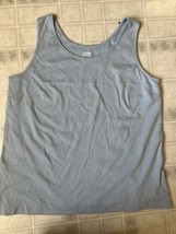 Lands&#39; End Solid Pale Blue Interlock Layering Tank Top Size 1X Darts - £18.24 GBP