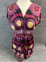 Rue 21 Blouse Womens XL Shirt Multicolor V-Neck Sheer Short Sleeve - £10.03 GBP