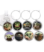 Baby Yoda decor party wine glass cup charms markers 8 party favors - £7.72 GBP