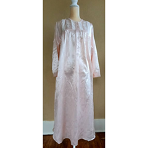 Vintage Modest Miss Elaine Silky Blush Pink Nightgown Fleece Lined - £23.23 GBP