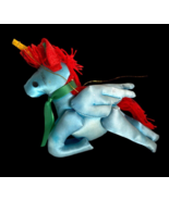 Vintage 1970s Christmas Ornament Satin Fabric Sewn Unicorn Horse Pony Blue - $27.83