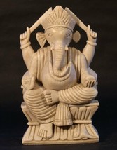 Hindu seatite carved stone altar statue of Ganesha - £470.86 GBP