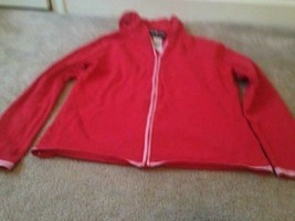 Sag Harbor Women&#39;s Red &amp; White Zip Up Cardigan Sweater Jacket Size Small - $38.80