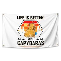 NUCTKP Capybara Life Is Better Wall Tapestry 3x5ft Brass Grommets - $182.68 MXN NUCTKP Capybara Life Is Better Wall Tapestry 3x5ft Brass Grommets - $182.68 MXN