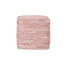 Enigma Yarn &amp; Cotton Square Pouf Ottoman - Red/White 16x16 - $1,684.18 MXN