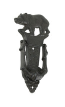 Rustic Black Cast Iron Walking Bear Decorative Door Knocker Outdoor Lodge Decor - £23.32 GBP