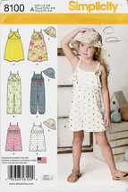 Simplicity Pattern 8100 Childs&#39; Jumpsuit, Romper Sundress Hat Size 3-8 N... - £4.64 GBP