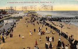 Asbury Park Nj General View Of The Boardwalk And Beach Postcard c1911 - £6.06 GBP
