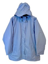 Lands End Womens Plus 3X Powder Blue Fleece Lined Waterproof Hooded Raincoat - £47.10 GBP
