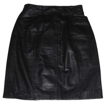 VTG WILSONS 3-Pkt Black Leather Zipper Back Below Knee Length Lined Skir... - $32.99