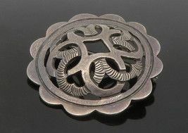 MEXICO 925 Sterling Silver - Vintage Dark Tone Cutout Dome Brooch Pin - BP5684 - £45.40 GBP
