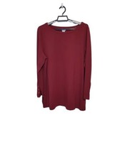Chico&#39;s 3(16-18) XL Tunic Top Burgundy Gold Button  Accent Stretch Long ... - £23.59 GBP