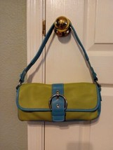 FOSSIL Leather Handbag Green And Blue Genuine  Leather - £26.80 GBP