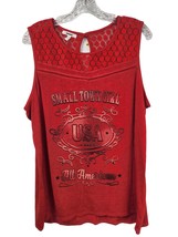 Women&#39;s Maurices Red Lace Embellished Keyhole &quot;Small Town Girl&quot; Tank  Sz XL - £8.64 GBP
