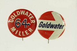 Vintage Political Campaign Button 2PC Lot Barry Goldwater Miller 1964 - £13.35 GBP